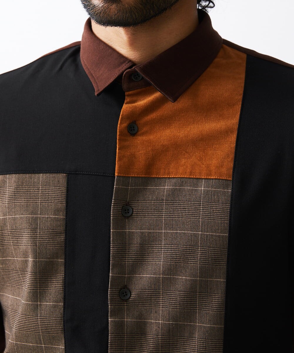 MKBJU05130 MK MICHEL KLEIN HOMME(MKミッシェルクランオム) ブロックスエードシャツ ブラウン(86)