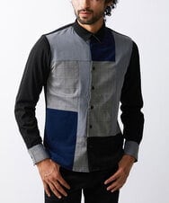 MKBJU05130 MK MICHEL KLEIN HOMME(MKミッシェルクランオム) ブロックスエードシャツ ブラック(94)
