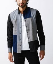 MKBJU05130 MK MICHEL KLEIN HOMME(MKミッシェルクランオム) ブロックスエードシャツ ブラック(94)