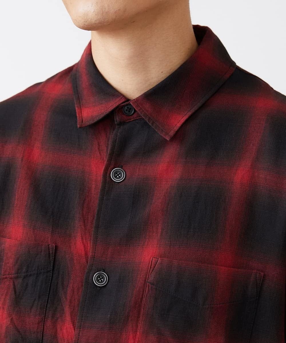 MKBJU08117 MK MICHEL KLEIN HOMME(MKミッシェルクランオム) オンブレチェックシャツ レッド(05)
