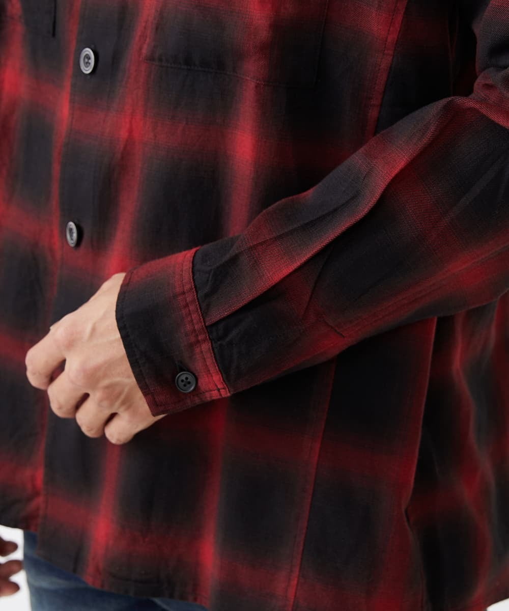 MKBJU08117 MK MICHEL KLEIN HOMME(MKミッシェルクランオム) オンブレチェックシャツ レッド(05)