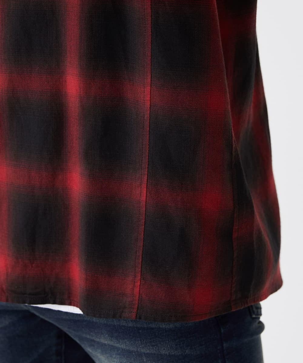 MKBJU08117 MK MICHEL KLEIN HOMME(MKミッシェルクランオム) オンブレチェックシャツ レッド(05)
