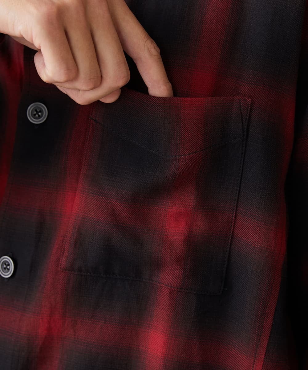 MKBJU08117 MK MICHEL KLEIN HOMME(MKミッシェルクランオム) オンブレチェックシャツ レッド(05)