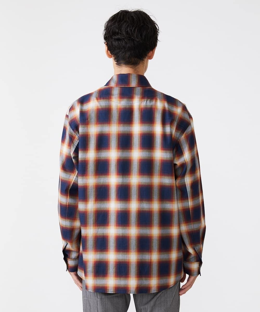 MKBJU08117 MK MICHEL KLEIN HOMME(MKミッシェルクランオム) オンブレチェックシャツ ネイビー(57)
