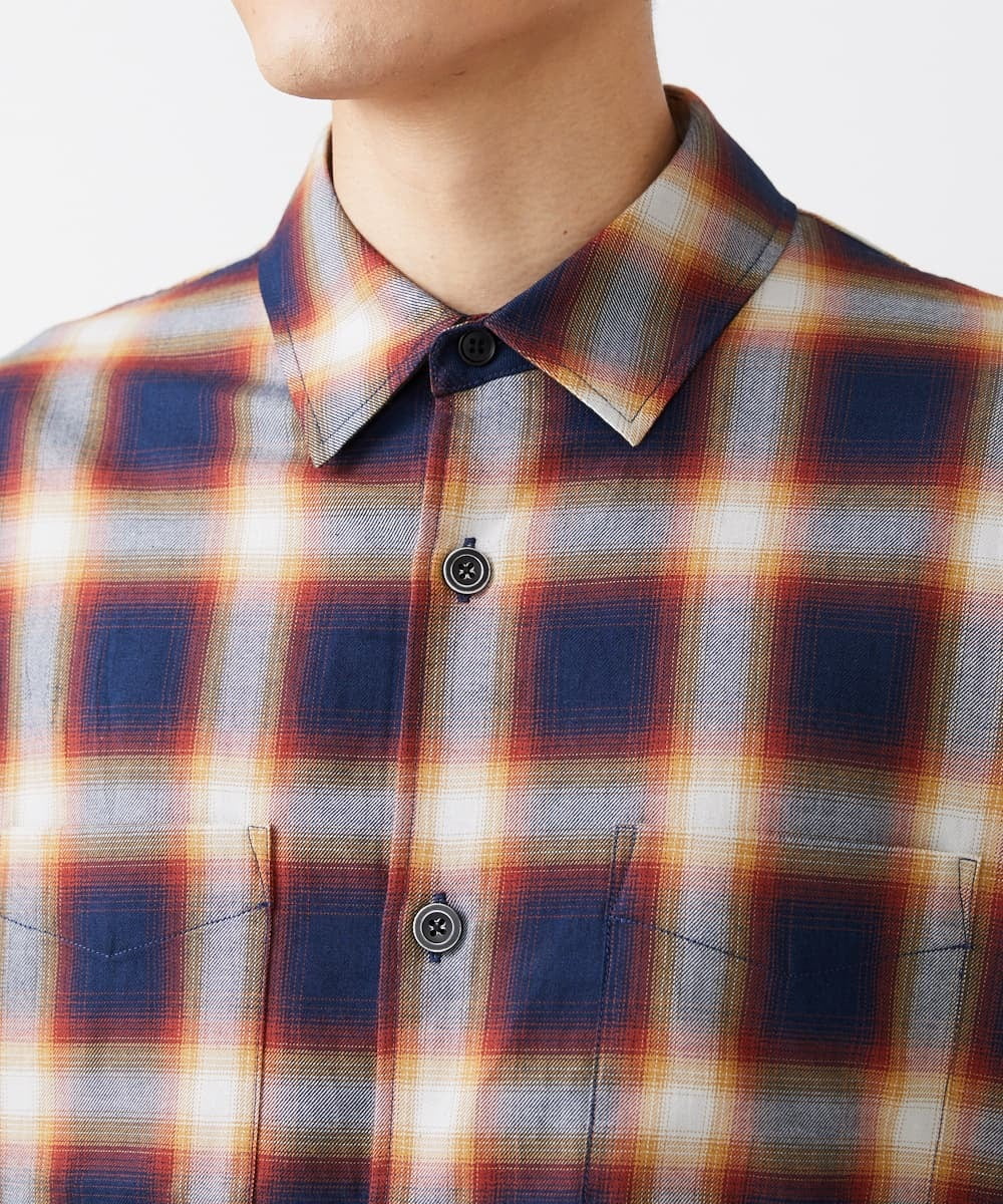 MKBJU08117 MK MICHEL KLEIN HOMME(MKミッシェルクランオム) オンブレチェックシャツ ネイビー(57)