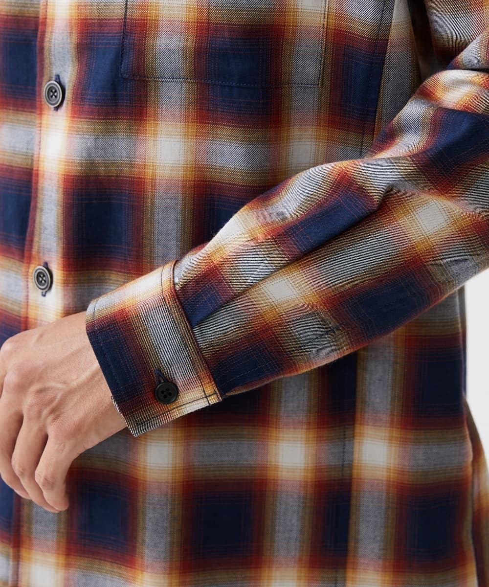 MKBJU08117 MK MICHEL KLEIN HOMME(MKミッシェルクランオム) オンブレチェックシャツ ネイビー(57)