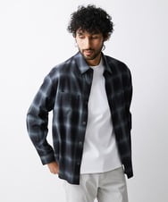 MKBJU08117 MK MICHEL KLEIN HOMME(MKミッシェルクランオム) オンブレチェックシャツ ブラック(94)