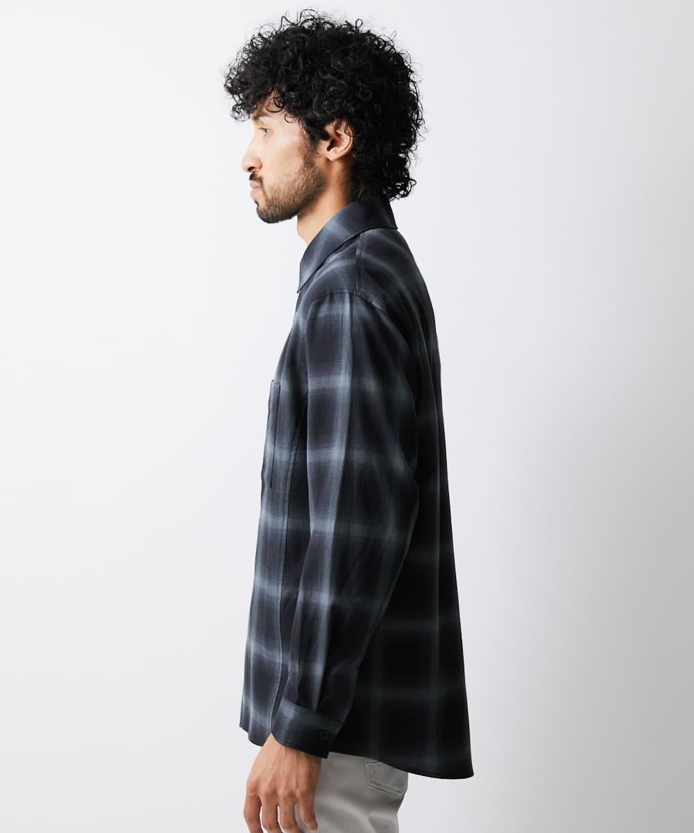 MKBJU08117 MK MICHEL KLEIN HOMME(MKミッシェルクランオム) オンブレチェックシャツ ブラック(94)