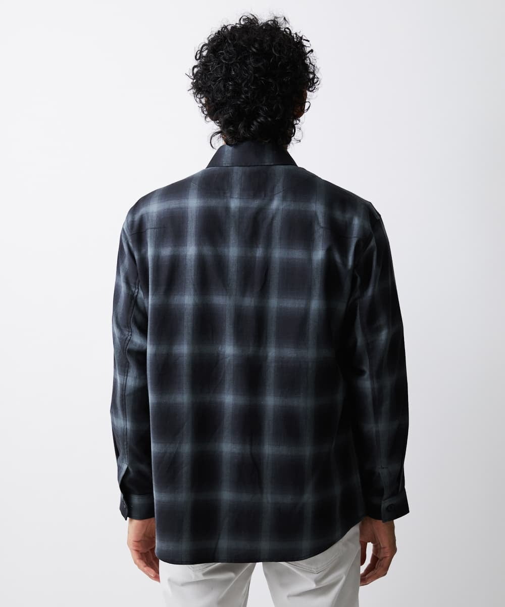 MKBJU08117 MK MICHEL KLEIN HOMME(MKミッシェルクランオム) オンブレチェックシャツ ブラック(94)
