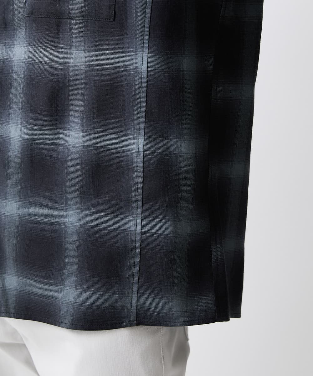 MKBJU08117 MK MICHEL KLEIN HOMME(MKミッシェルクランオム) オンブレチェックシャツ ブラック(94)