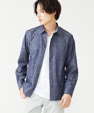 MKBJU30130 MK MICHEL KLEIN HOMME(MKミッシェルクランオム) フローラルストライプジャガードシャツ ネイビー(57)