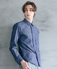 MKBJU30130 MK MICHEL KLEIN HOMME(MKミッシェルクランオム) フローラルストライプジャガードシャツ ネイビー(57)