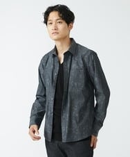 MKBJU30130 MK MICHEL KLEIN HOMME(MKミッシェルクランオム) フローラルストライプジャガードシャツ ブラック(94)