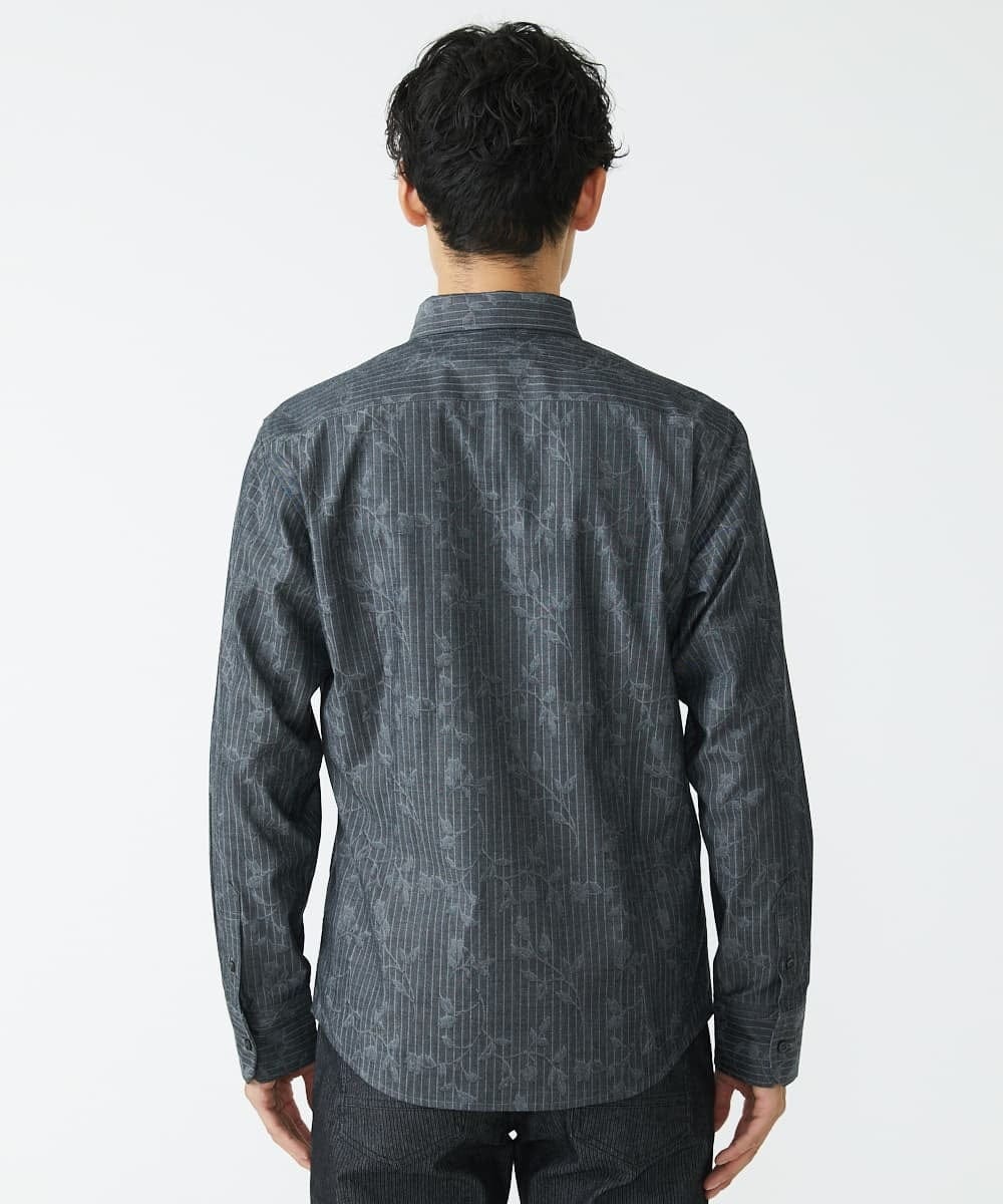 MKBJU30130 MK MICHEL KLEIN HOMME(MKミッシェルクランオム) フローラルストライプジャガードシャツ ブラック(94)