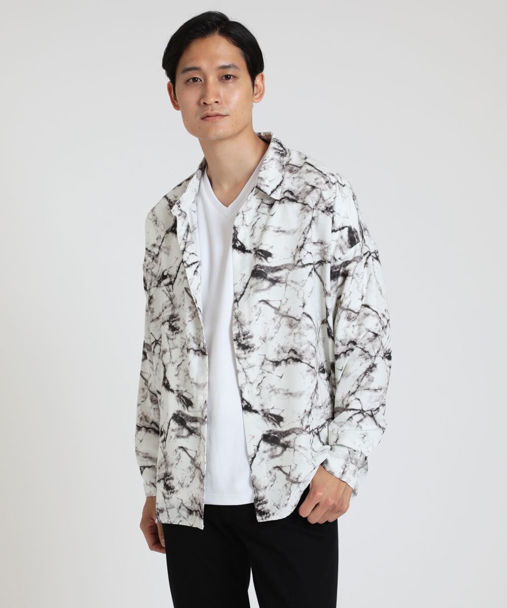大理石柄シャツ(ブラウス・シャツ) | MK MICHEL KLEIN HOMME(MK 