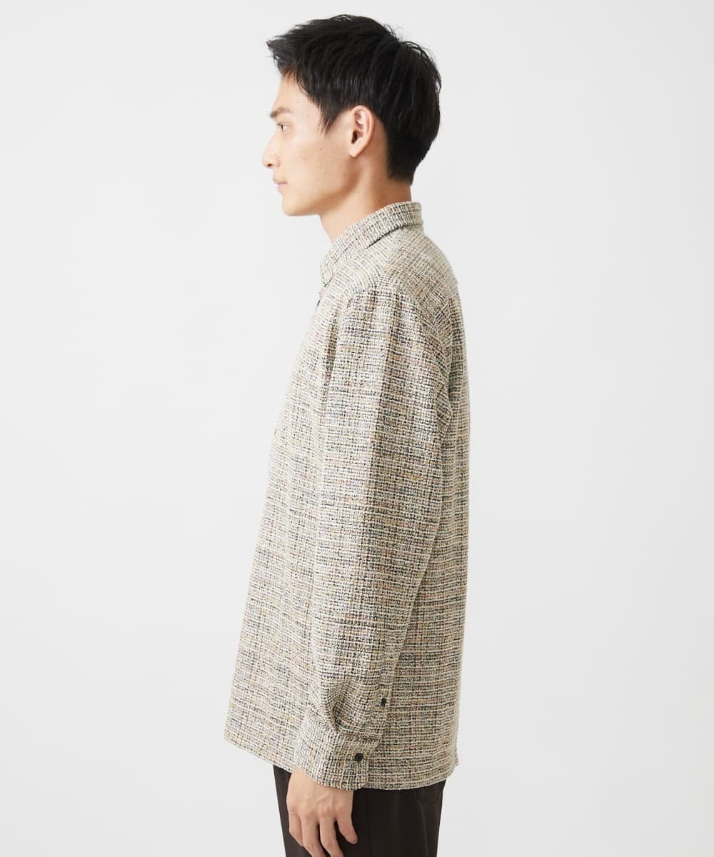 MKBJX06130 MK MICHEL KLEIN HOMME(MKミッシェルクランオム) 【アンサンブル対応】長袖シャツ/BUZZツィードジャージ ダークグレー