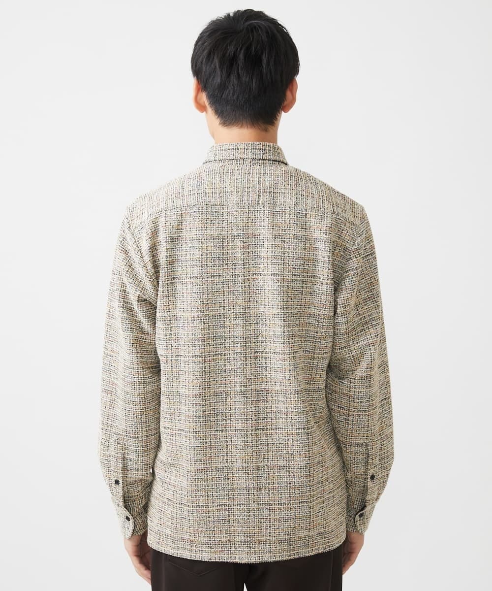 MKBJX06130 MK MICHEL KLEIN HOMME(MKミッシェルクランオム) 【アンサンブル対応】長袖シャツ/BUZZツィードジャージ ダークグレー