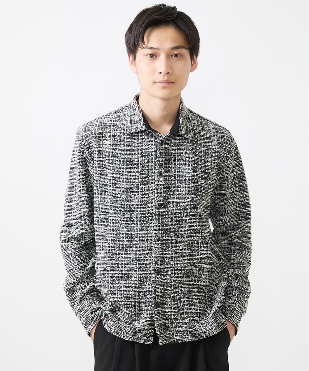 MKBJX06130 MK MICHEL KLEIN HOMME(MKミッシェルクランオム) 【アンサンブル対応】長袖シャツ/BUZZツィードジャージ ダークグレー