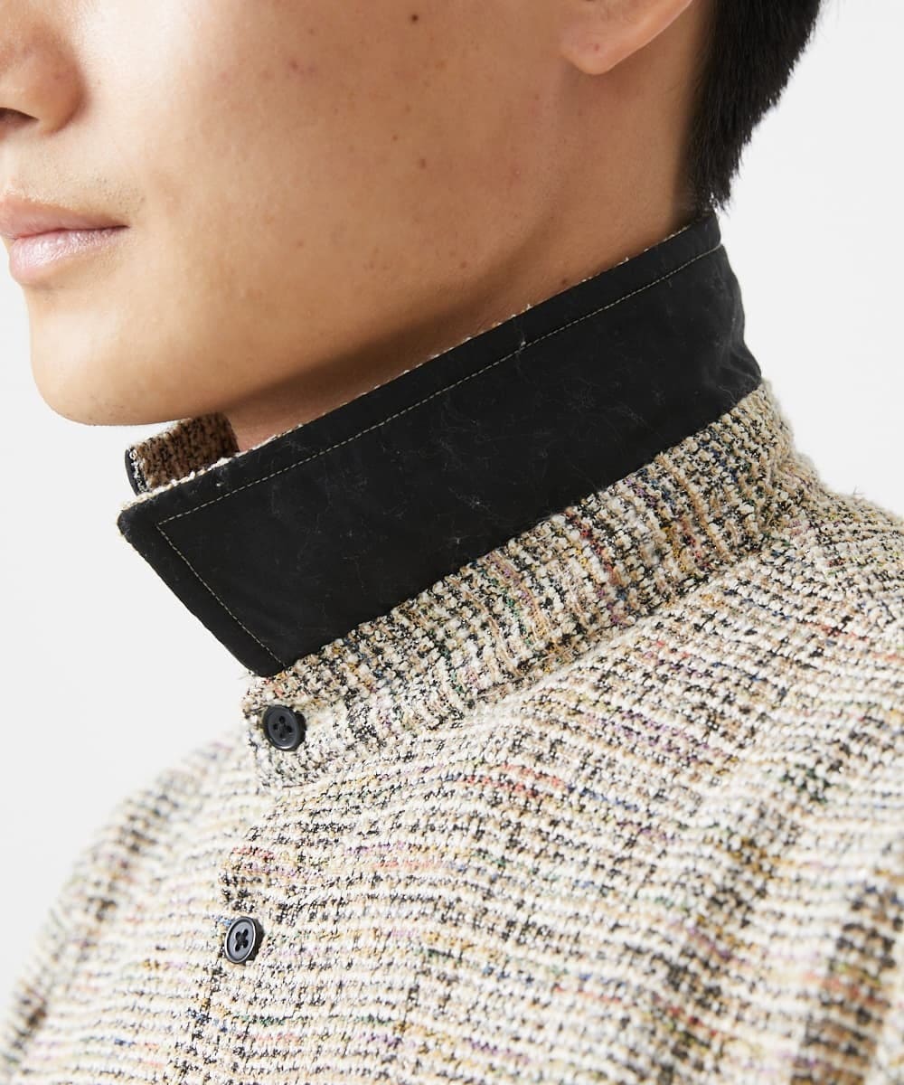 MKBJX06130 MK MICHEL KLEIN HOMME(MKミッシェルクランオム) 【アンサンブル対応】長袖シャツ/BUZZツィードジャージ ダークグレー