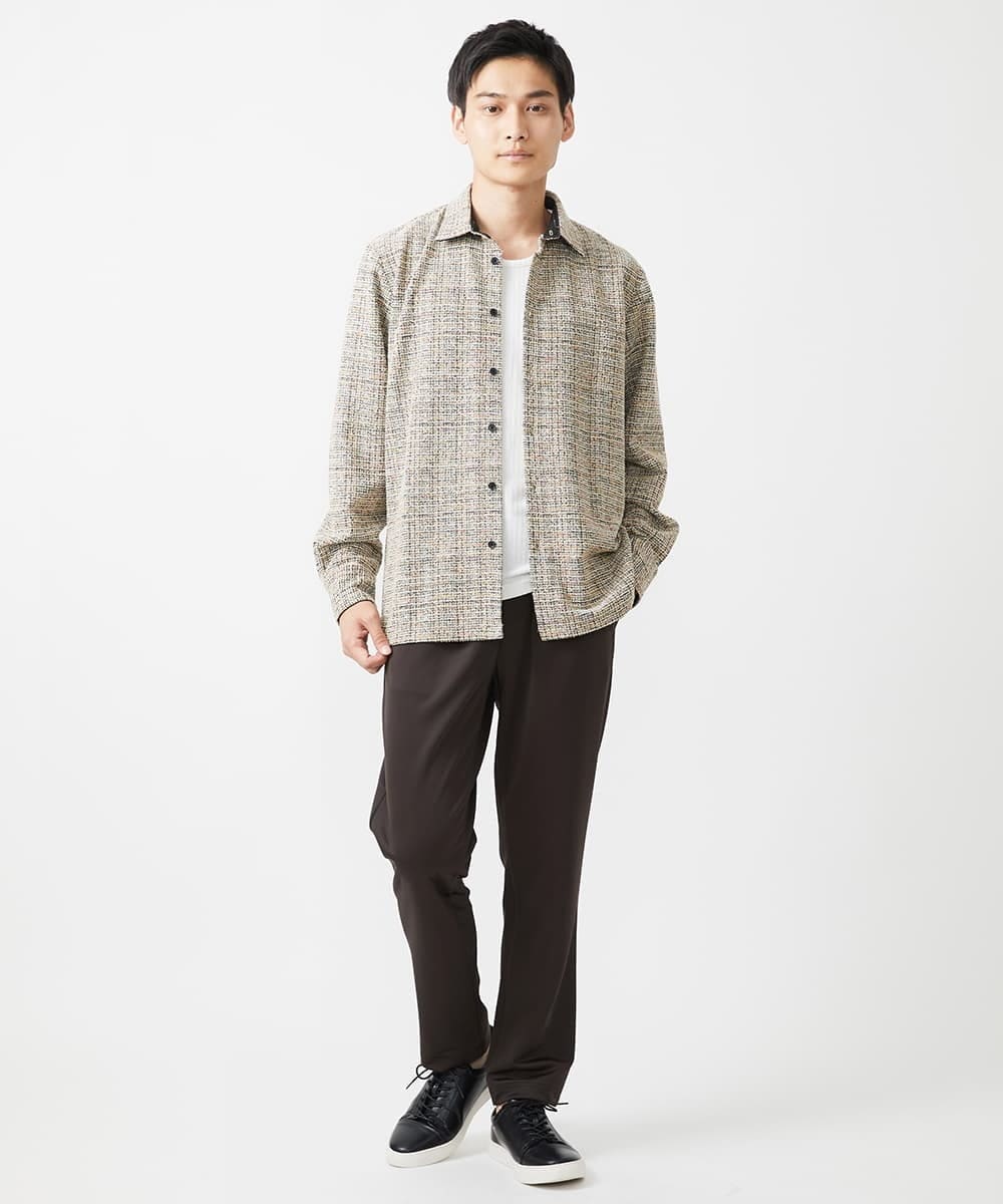 MKBJX06130 MK MICHEL KLEIN HOMME(MKミッシェルクランオム) 【アンサンブル対応】長袖シャツ/BUZZツィードジャージ ダークグレー