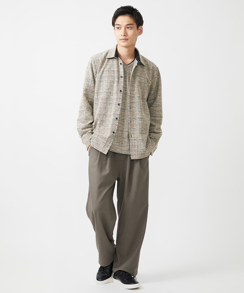 MKBJX06130 MK MICHEL KLEIN HOMME(MKミッシェルクランオム) 【アンサンブル対応】長袖シャツ/BUZZツィードジャージ ダークグレー