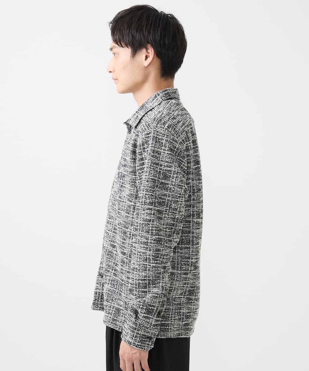 MKBJX06130 MK MICHEL KLEIN HOMME(MKミッシェルクランオム) 【アンサンブル対応】長袖シャツ/BUZZツィードジャージ ダークグレー