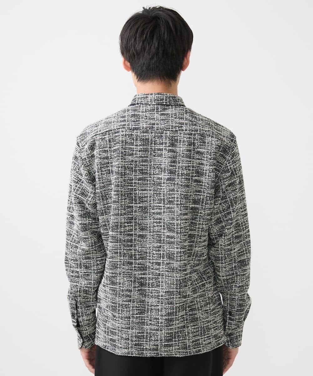 MKBJX06130 MK MICHEL KLEIN HOMME(MKミッシェルクランオム) 【アンサンブル対応】長袖シャツ/BUZZツィードジャージ ダークグレー