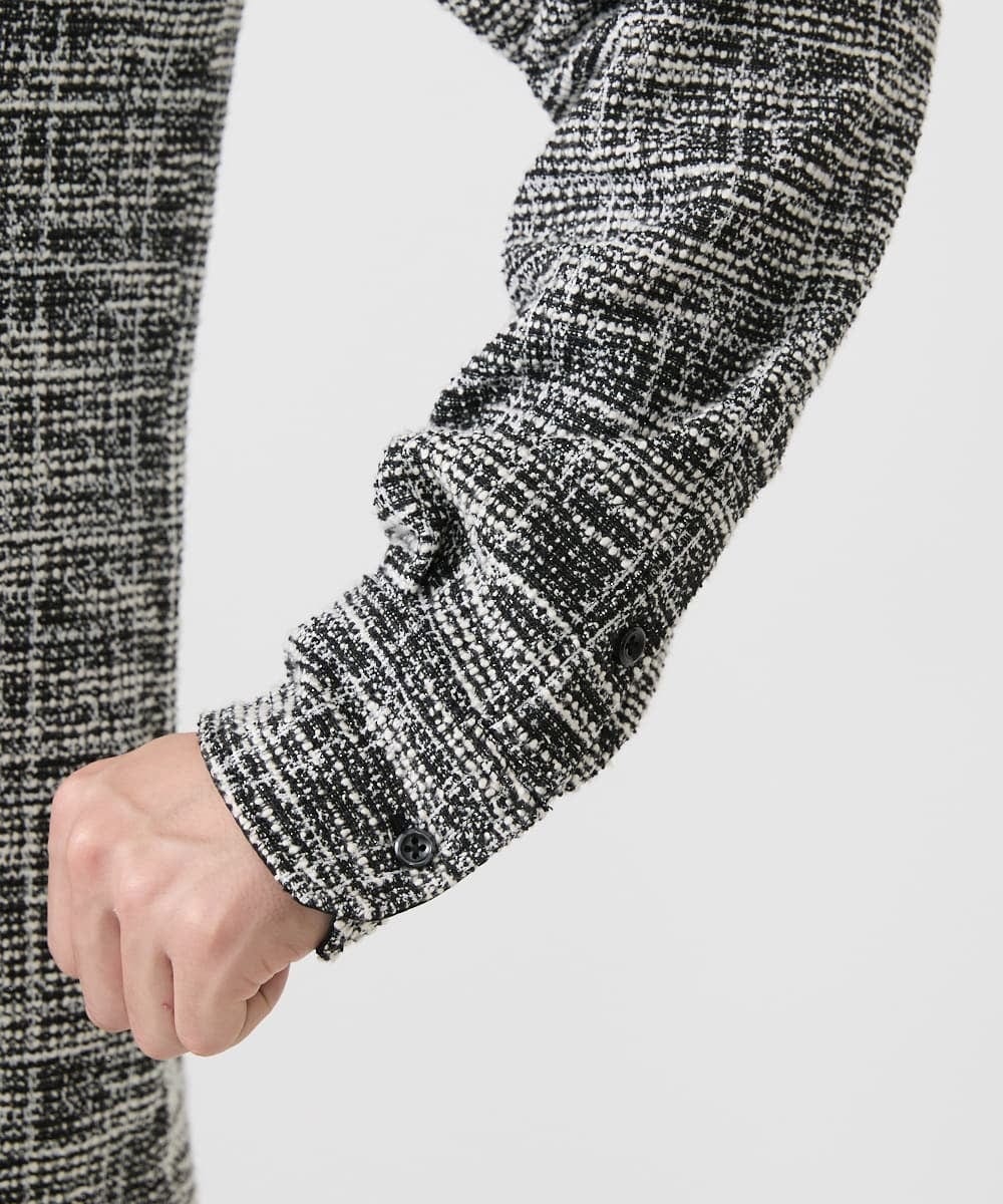 MKBJX06130 MK MICHEL KLEIN HOMME(MKミッシェルクランオム) 【アンサンブル対応】長袖シャツ/BUZZツィードジャージ ダークグレー