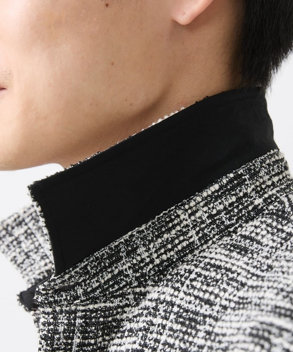MKBJX06130 MK MICHEL KLEIN HOMME(MKミッシェルクランオム) 【アンサンブル対応】長袖シャツ/BUZZツィードジャージ ダークグレー