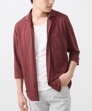 MKBJX32110 MK MICHEL KLEIN HOMME(MKミッシェルクランオム) 【大きいサイズあり】七分袖シャツ/ミストワッシャーカノコ パープル