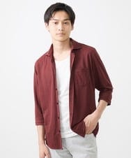 MKBJX32110 MK MICHEL KLEIN HOMME(MKミッシェルクランオム) 【大きいサイズあり】七分袖シャツ/ミストワッシャーカノコ パープル