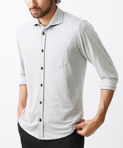 MKBJX32110 MK MICHEL KLEIN HOMME 【大きいサイズあり】七分袖シャツ/ミストワッシャーカノコ