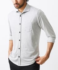 MKBJX32110 MK MICHEL KLEIN HOMME(MKミッシェルクランオム) 【大きいサイズあり】七分袖シャツ/ミストワッシャーカノコ グレー