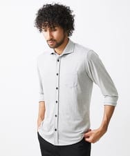 MKBJX32110 MK MICHEL KLEIN HOMME(MKミッシェルクランオム) 【大きいサイズあり】七分袖シャツ/ミストワッシャーカノコ グレー