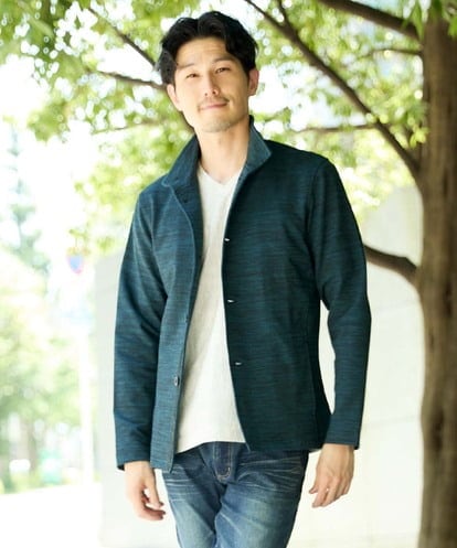 MKCAF30130 MK MICHEL KLEIN HOMME 【洗える】スタンドカラーカーディガン