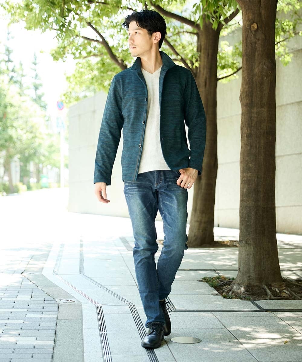 MKCAF30130 MK MICHEL KLEIN HOMME(MKミッシェルクランオム) 【洗える】スタンド襟カーディガン ネイビー