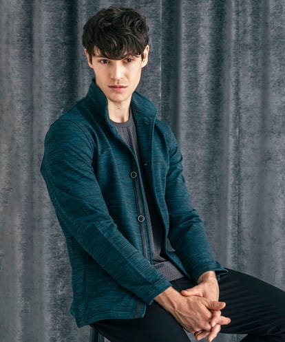 MKCAF30130 MK MICHEL KLEIN HOMME 【洗える】スタンドカラーカーディガン
