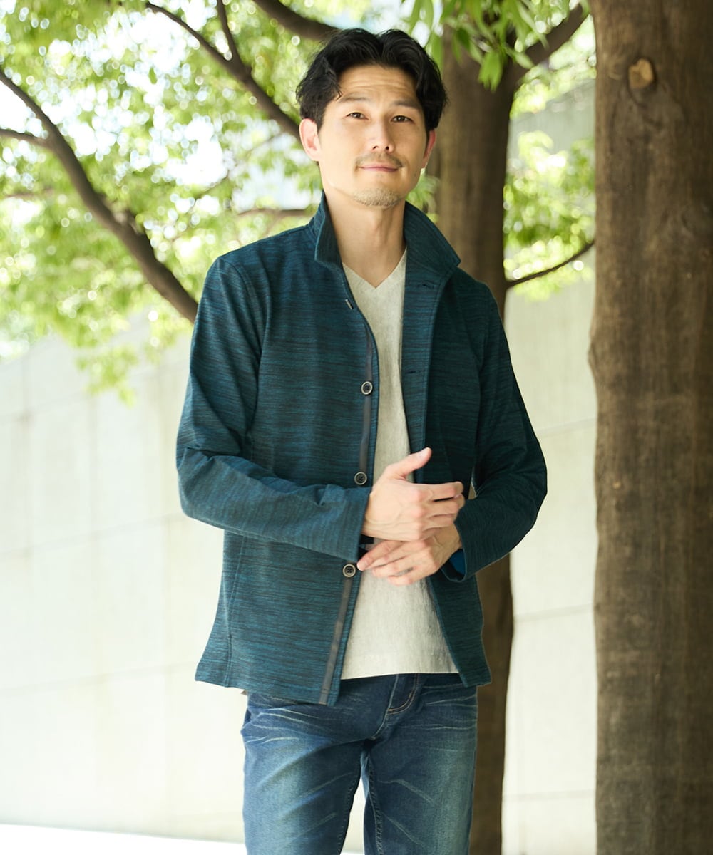 MKCAF30130 MK MICHEL KLEIN HOMME(MKミッシェルクランオム) 【洗える】スタンド襟カーディガン ネイビー