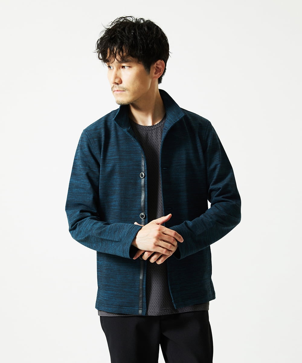 MKCAF30130 MK MICHEL KLEIN HOMME(MKミッシェルクランオム) 【洗える】スタンド襟カーディガン ネイビー