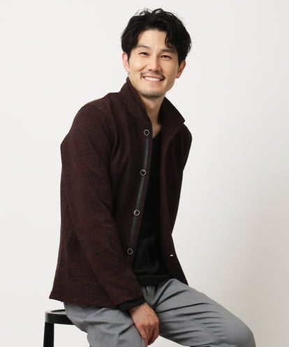 MKCAF30130 MK MICHEL KLEIN HOMME 【洗える】スタンドカラーカーディガン