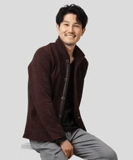 MKCAF30130 MK MICHEL KLEIN HOMME(MKミッシェルクランオム) 【洗える / リバーシブルカラー配色】スタンドカラーカーディガン ブラウン