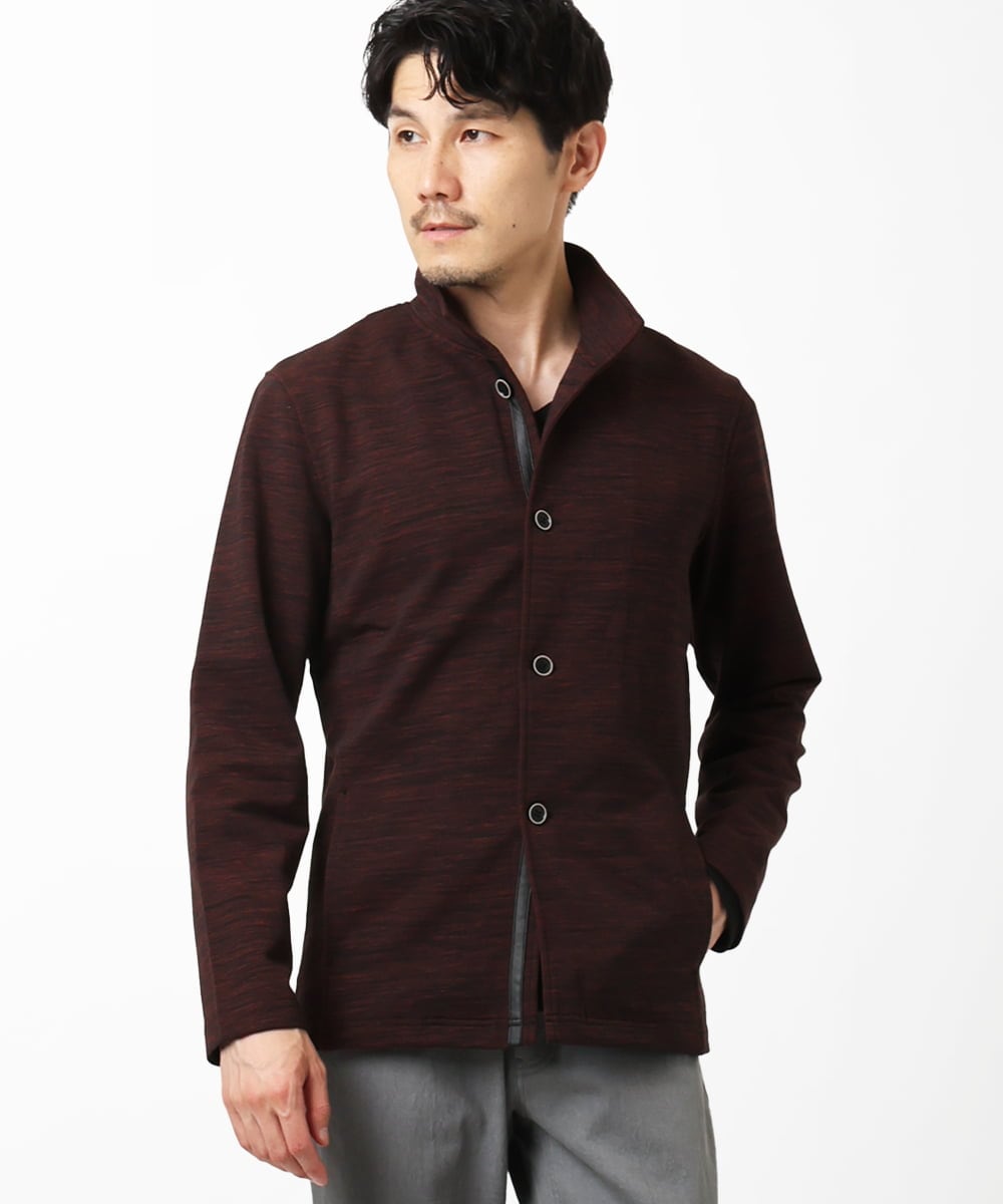 MKCAF30130 MK MICHEL KLEIN HOMME(MKミッシェルクランオム) 【洗える / リバーシブルカラー配色】スタンドカラーカーディガン ブラウン