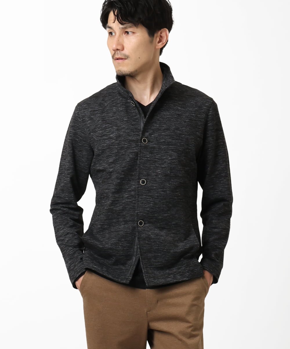 MKCAF30130 MK MICHEL KLEIN HOMME(MKミッシェルクランオム) 【洗える / リバーシブルカラー配色】スタンドカラーカーディガン ブラック