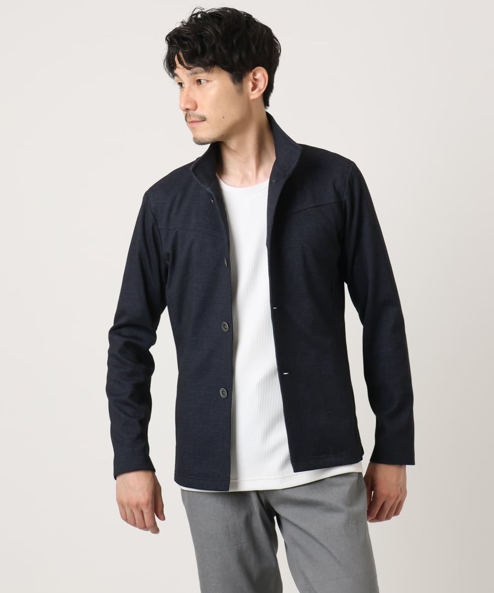 MKCAF52150 MK MICHEL KLEIN HOMME(MKミッシェルクランオム) 【ストレッチ】スタンドカラーカーディガン「TECEASY2025AW」 ネイビー