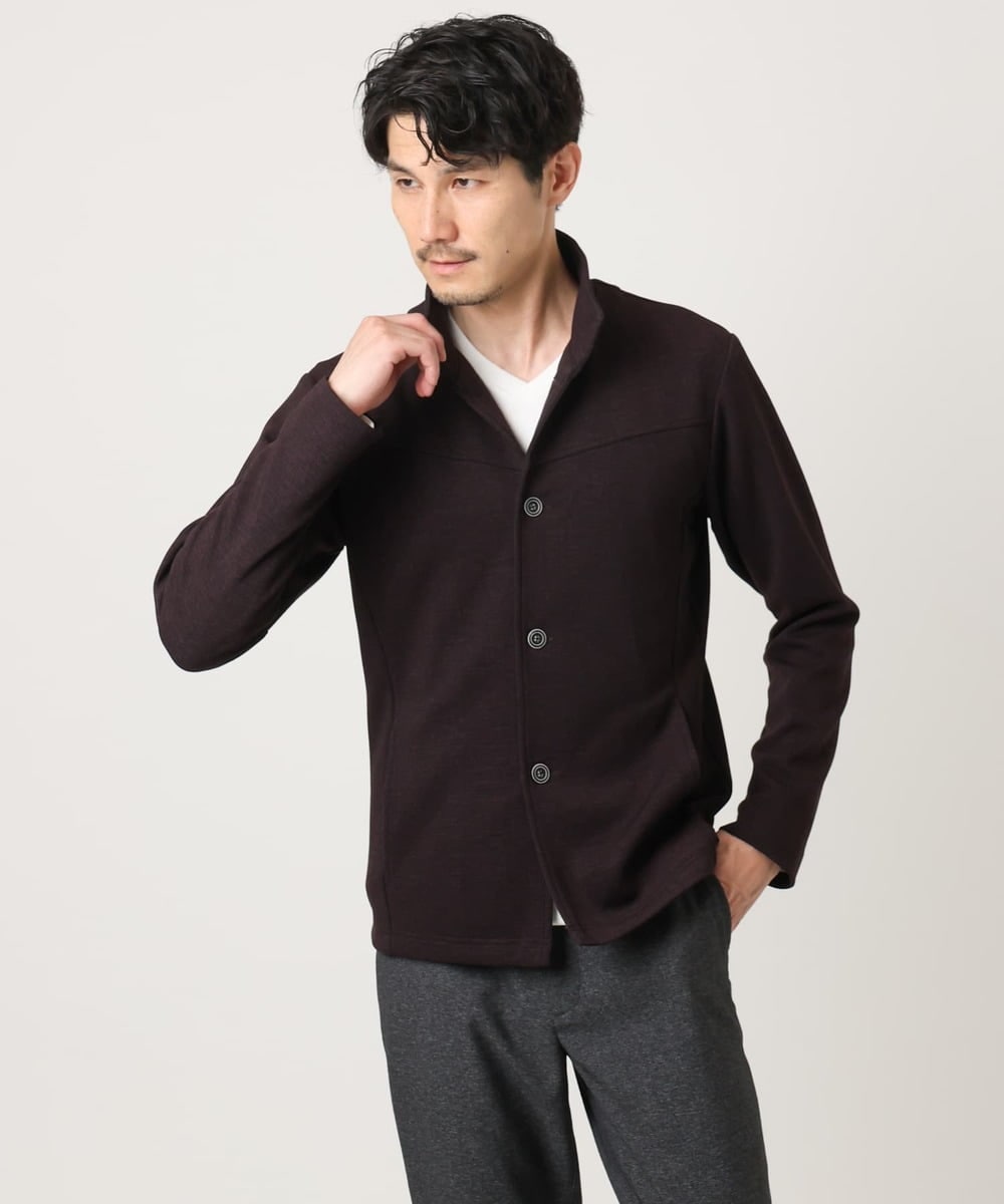 MKCAF52150 MK MICHEL KLEIN HOMME(MKミッシェルクランオム) 【ストレッチ】スタンドカラーカーディガン「TECEASY2025AW」 パープル