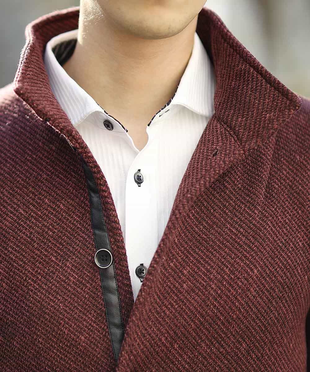 MKCAL15120 MK MICHEL KLEIN HOMME(MKミッシェルクランオム) カーディガン／フリースバイヤスキモウ パープル