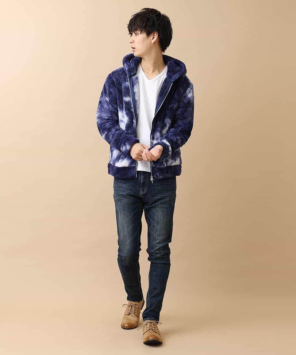 MKCAO22100 MK MICHEL KLEIN HOMME(MKミッシェルクランオム) 限定プライス【マジ軽BOA】タイダイボアブルゾン ネイビー