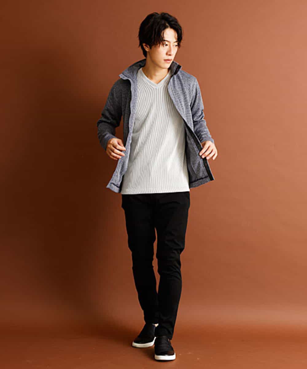 MKCAP61100 MK MICHEL KLEIN HOMME(MKミッシェルクランオム) 『快適/フィット感』スノーフェイスジャガードスタンドカーディガン ネイビー