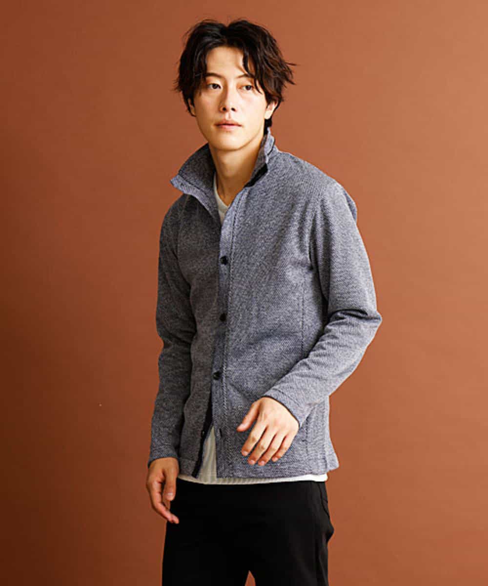 MKCAP61100 MK MICHEL KLEIN HOMME(MKミッシェルクランオム) 『快適/フィット感』スノーフェイスジャガードスタンドカーディガン ネイビー