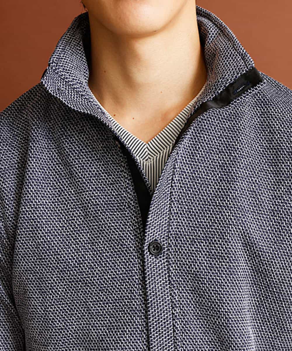 MKCAP61100 MK MICHEL KLEIN HOMME(MKミッシェルクランオム) 『快適/フィット感』スノーフェイスジャガードスタンドカーディガン ネイビー